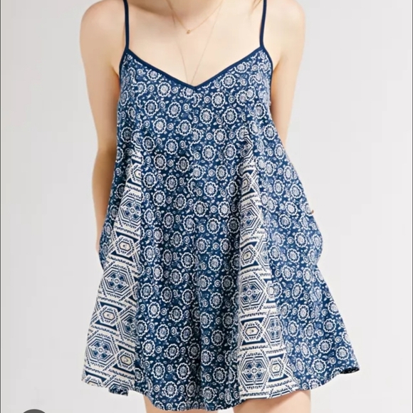 BOG Collective Print-Mix Waistless Romper Blue Size Xs - Picture 12 of 14